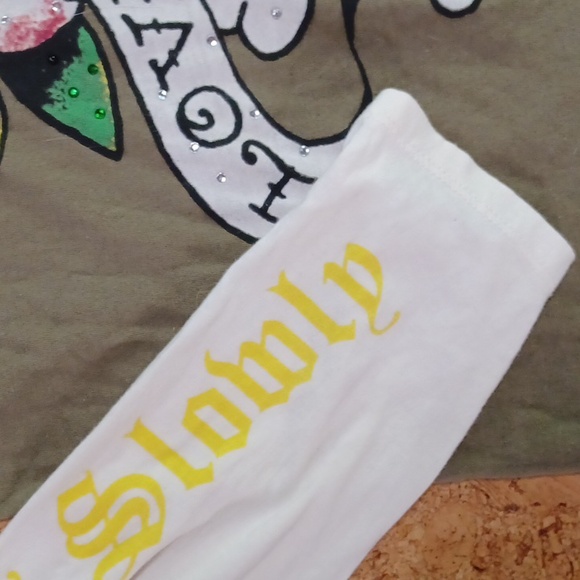 Ed Hardy By Chritian Audigier Men's Long Sleeve Tee Shirt Olive/Cream Size L - Picture 5 of 10